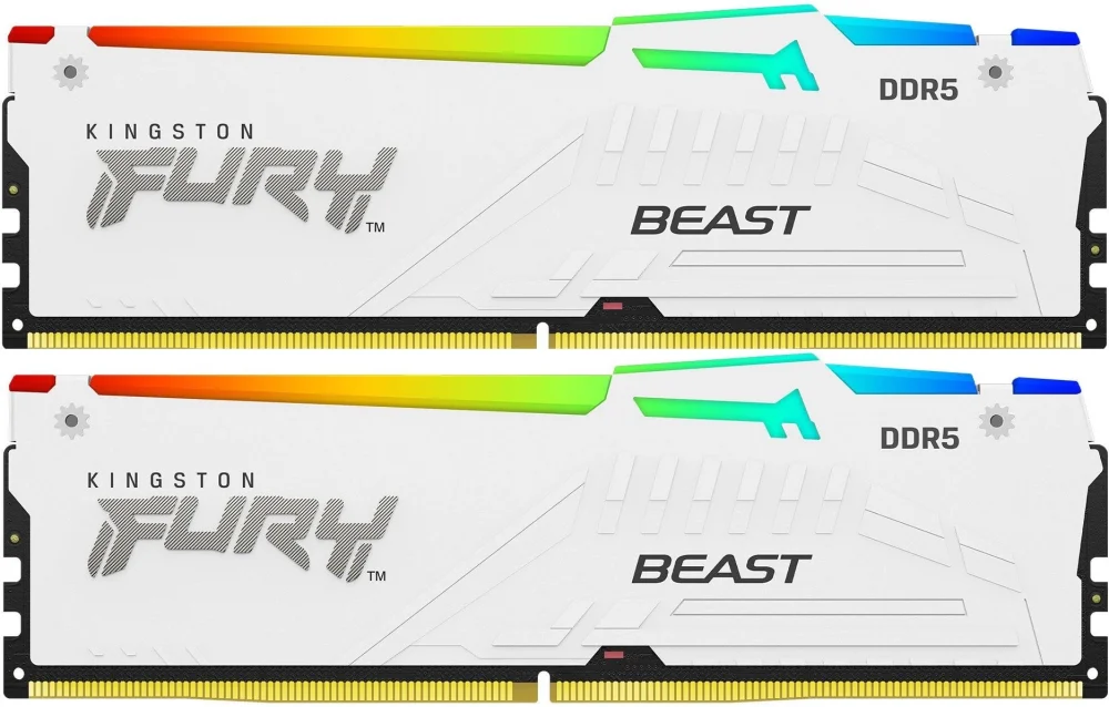 Модуль памяти Kingston FURY Beast White RGB DDR 5 DIMM 64Gb PC48000, 6000Mhz, CL30 (Kit of 2)(KF560C30BWAK2-64)