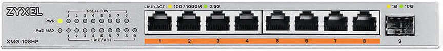 Коммутатор Zyxel XMG-108HP-EU0101F 8x2.5Гбит/с 1SFP+ 8PoE++ 100W неуправляемый