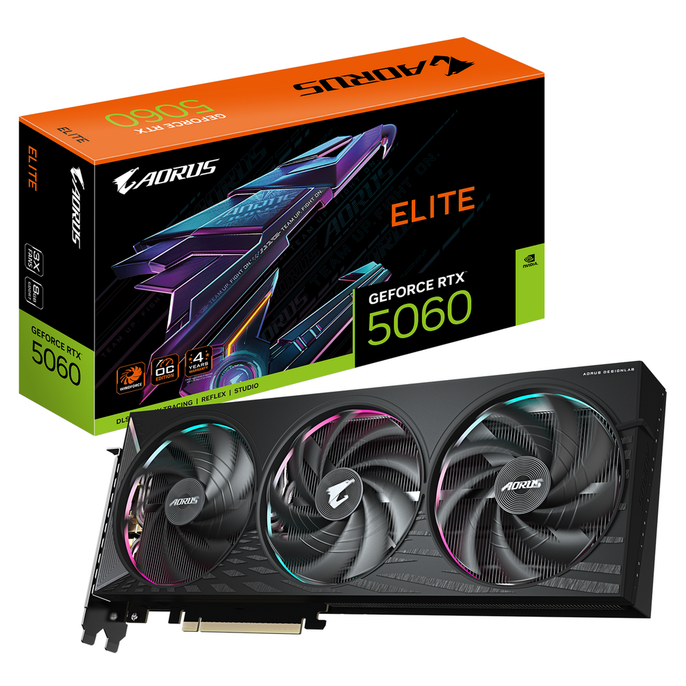 Видеокарта Gigabyte RTX5060 ELITE 8GB GDDR7 128bit 3xDP HDMI 3FAN RTL