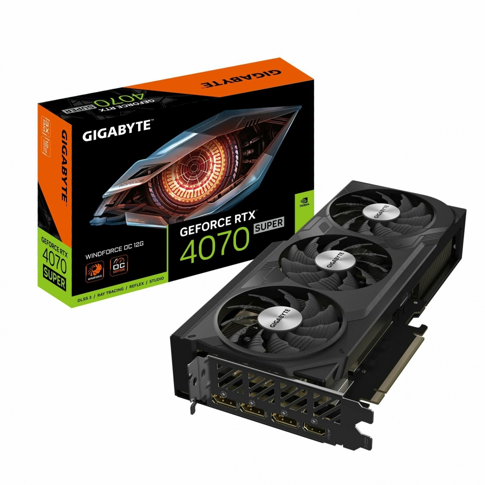 Видеокарта Gigabyte GeForce RTX 4070 SUPER WINDFORCE OC (GV-N407SWF3OC-12GD)