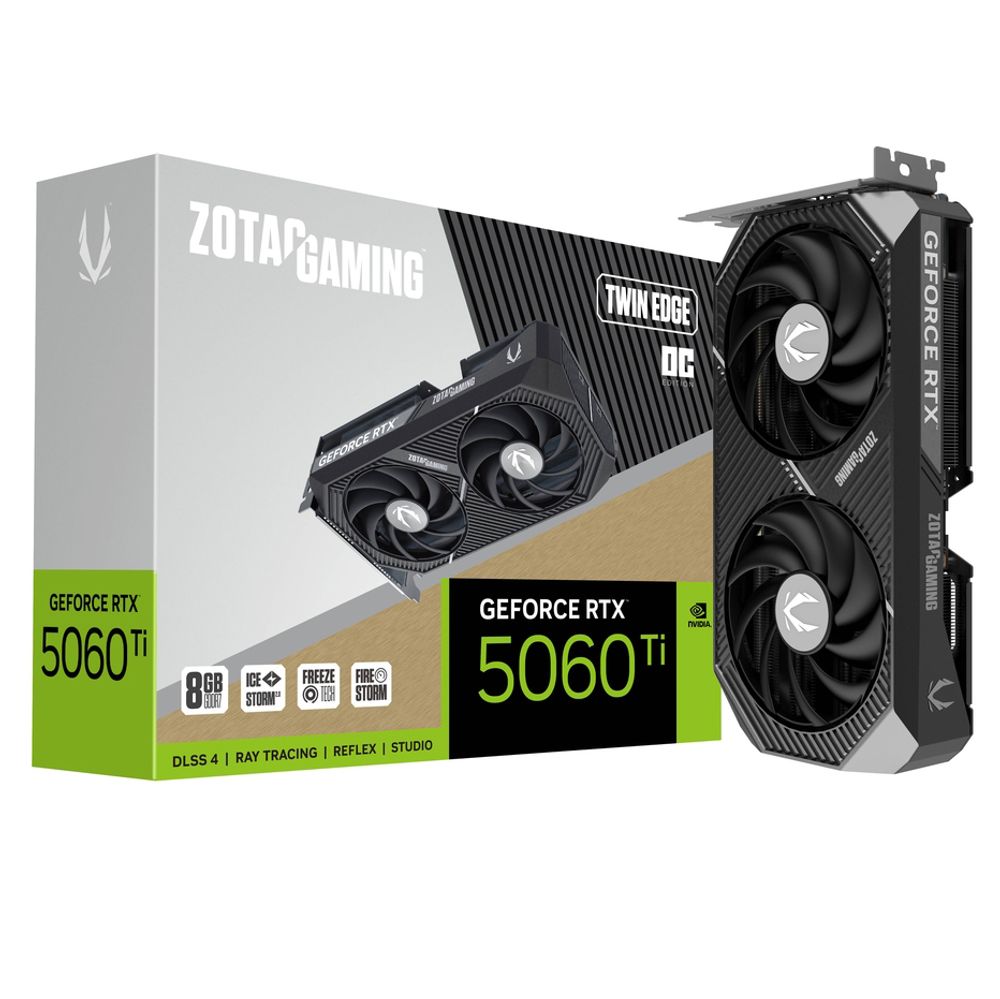 Видеокарта Zotac RTX5060Ti TWIN EDGE OC 8GB GDDR7 128bit 3xDP HDMI 2FAN MEDIUM PACK