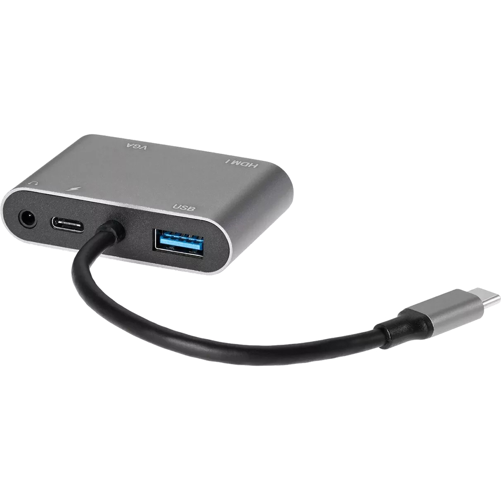 Адаптер USB Type-Cm-->VGA, HDMI 4k*30Hz, USB3.0, PD, Audio, iOpen (Aopen/Qust)<ACU4511> VCOM Адаптер-переходник AOpen/Qust USB 3.1 Type C M/HDMI F/VGA F/USB 3.0 Type A F/Jack 3.5 mm F (ACU4511)