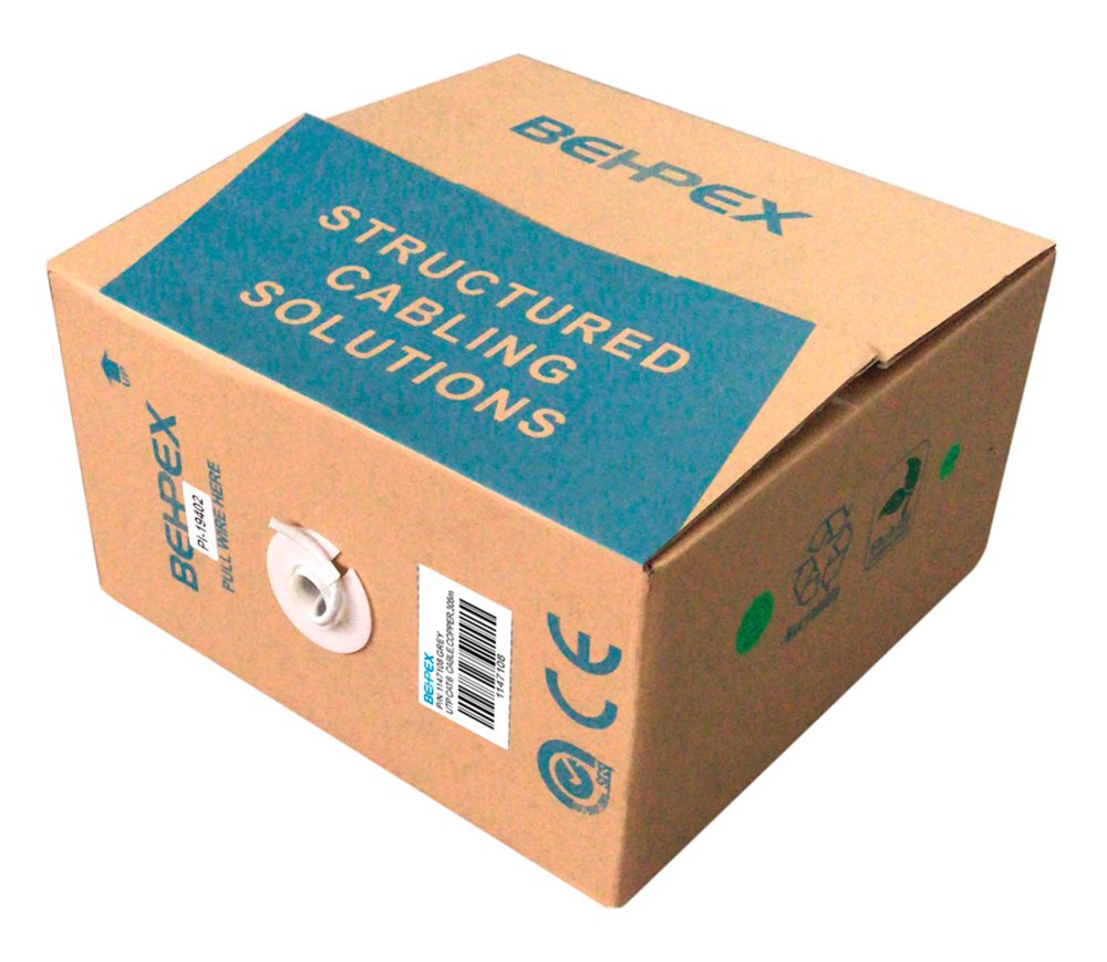 Кабель сетевой UTP 4 пары cat6 solid 0.55мм Cu 305м серый (BHP-C6CU)