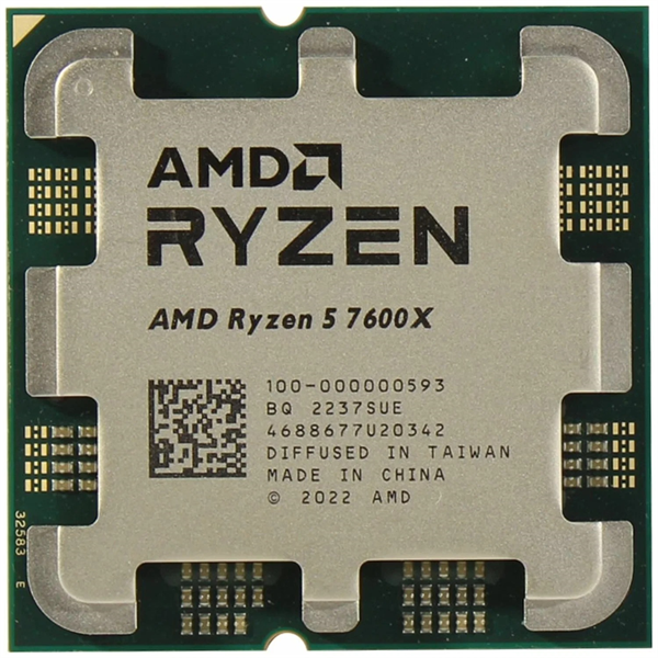 Процессор CPU AMD Ryzen 5 7600X, 6/12, 4.7-5.3GHz, 384KB/6MB/32MB, AM5, Radeon, 105W, OEM, 1 year (100-000000593)