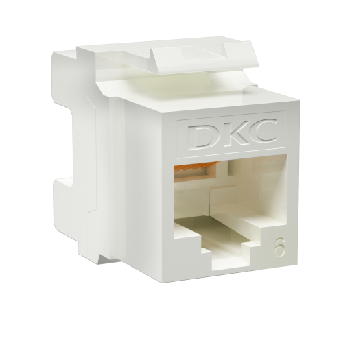 Модуль Keystone RJ45 CAT6 неэкранированный, 180 градусов, белый (форм-фактор A10) DKC RNK6U180WH