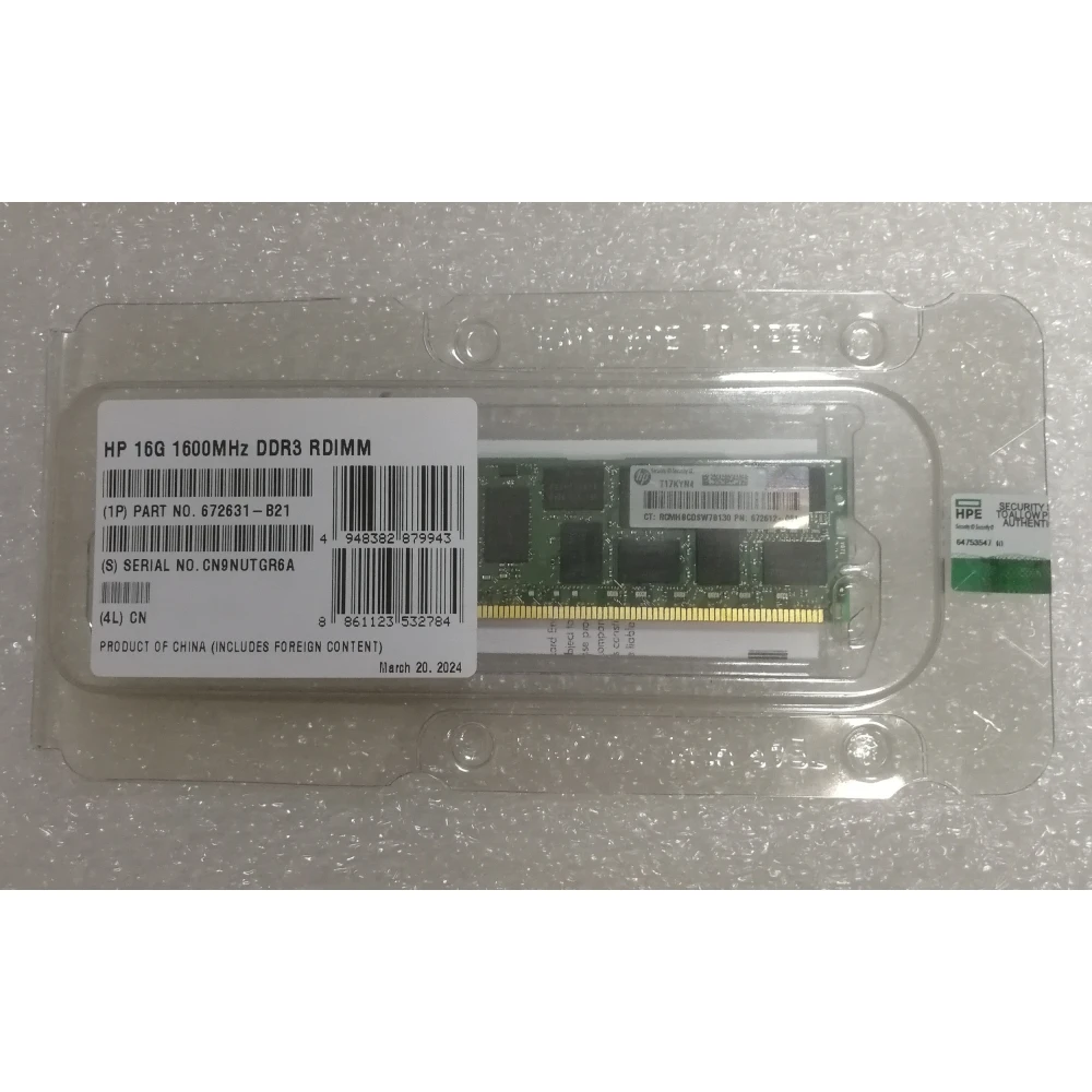 Оперативная память HP 672631-B21 16G 1600MHz DDR3 RDIMM 2Rx4 PC3-12800R-11 CAS-11 ECC Registered серверная 672631-S21 684031-001 672612-081 672631-B21
