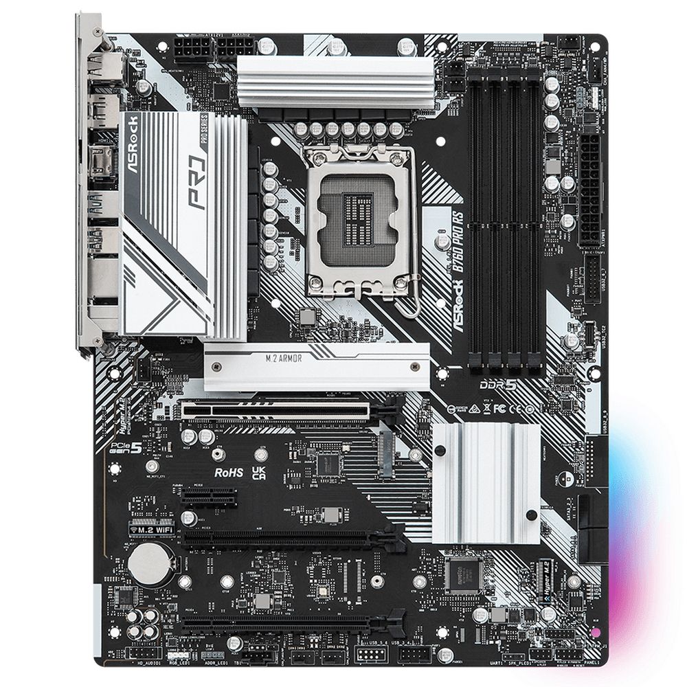 Материнская плата ASROCK B760 PRO RS, LGA1700, B760, 4*DDR5, HDMI+DP, 4xSATA3 6.0 (RAID), M.2 Socket, 4xUSB 3.2, 2xUSB2.0, Type-C, ATX; 90-MXBKS0-A0UAYZ (B760 PRO RS)