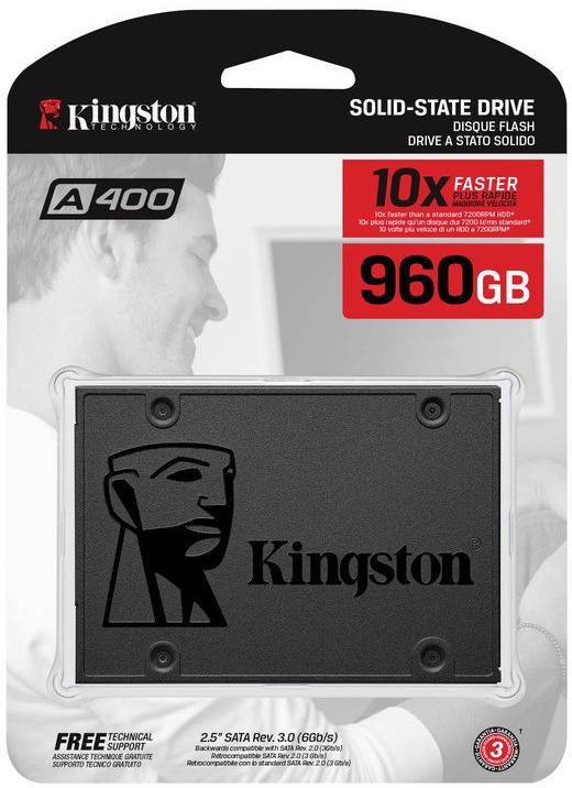 Твердотельный диск 960GB Kingston SSD A400 Series 2.5", SATA III, [R/W - 500/450 MB/s]