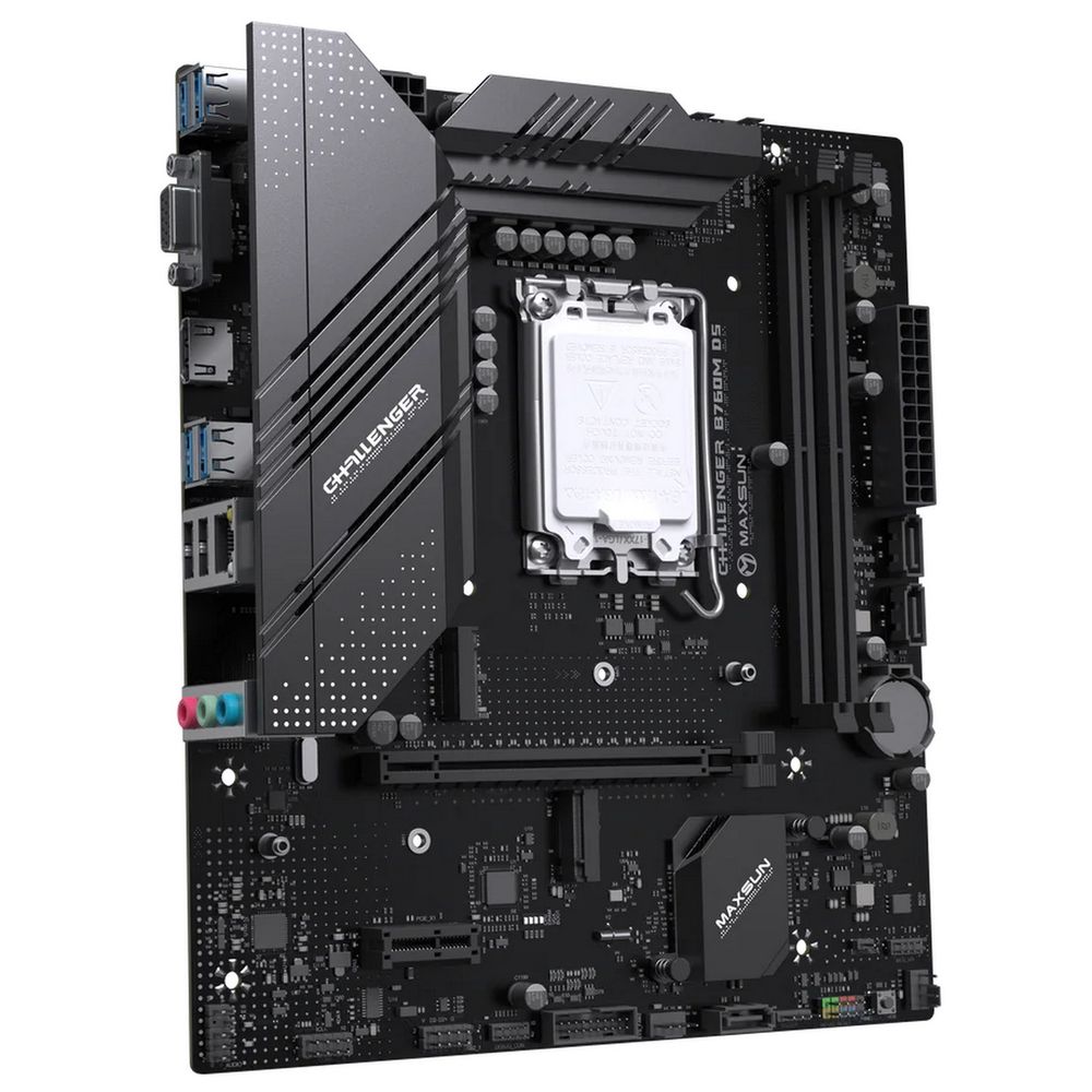Материнская плата Maxsun Challenger B760M D5 LGA1700 B760 2*DDR5 1*PCIEx16/ 1*PCIEx1/ 2*M.2 Front2*USB3.2 Gen1/ 2*USB2.0 Rear4*USB3.2 Gen1/ 2*USB2.0 3*SATA3 1G VGA+HDMI M-ATX RTL