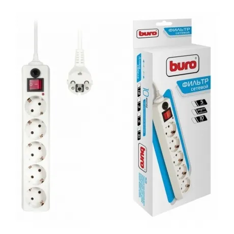 Сетевой фильтр Buro 500SH-10-W 10м (5 розеток) белый в Санкт-Петербурге