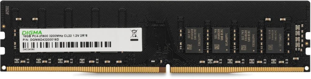 Память DDR4 16GB 3200MHz Digma DGMAD43200016D OEM PC4-25600 CL22 DIMM 288-pin 1.2В dual rank OEM