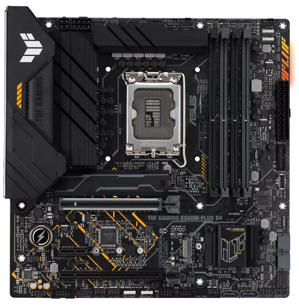 Материнская плата ASUS TUF GAMING B660M-PLUS D4, LGA1700, B660, 4*DDR4, DP+HDMI, , SATA3 + RAID, Audio, Gb LAN, USB 3.2*6, USB 2.0*6, COM*1 header (w/o cable), mATX;90MB1940-M0EAY0 (TUF GAMING B660M-PLUS D4)