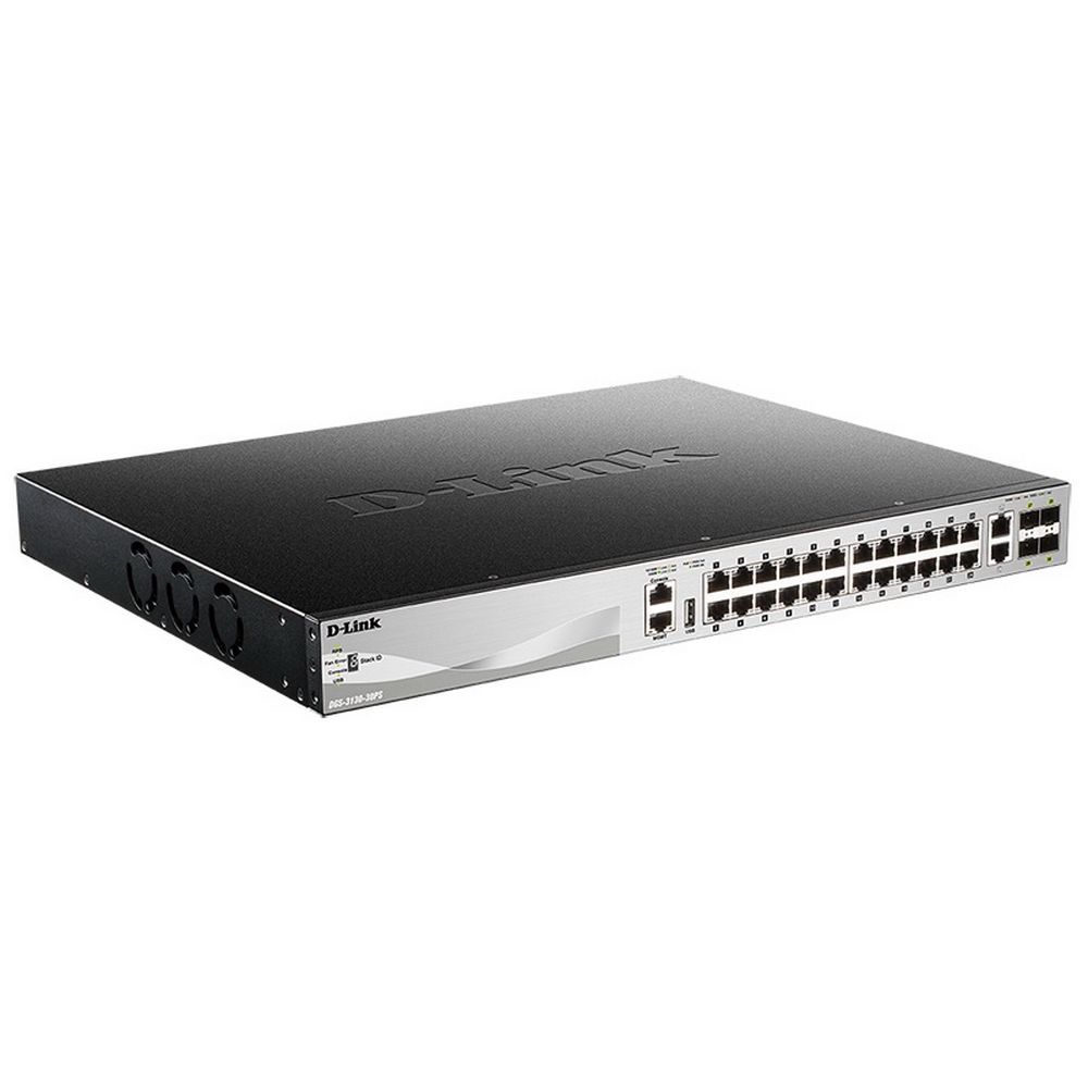 Коммутатор D-Link DGS-3130-30PS/B1A 24G 2x10G 4SFP+ 24PoE 370W управляемый
