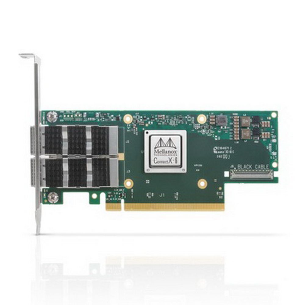 MCX653106A-ECAT ConnectX-6 VPI adapter card, 100Gb/s (HDR100, EDR IB and 100GbE), dual-port QSFP56, PCIe3.0/4.0 x16, tall bracket