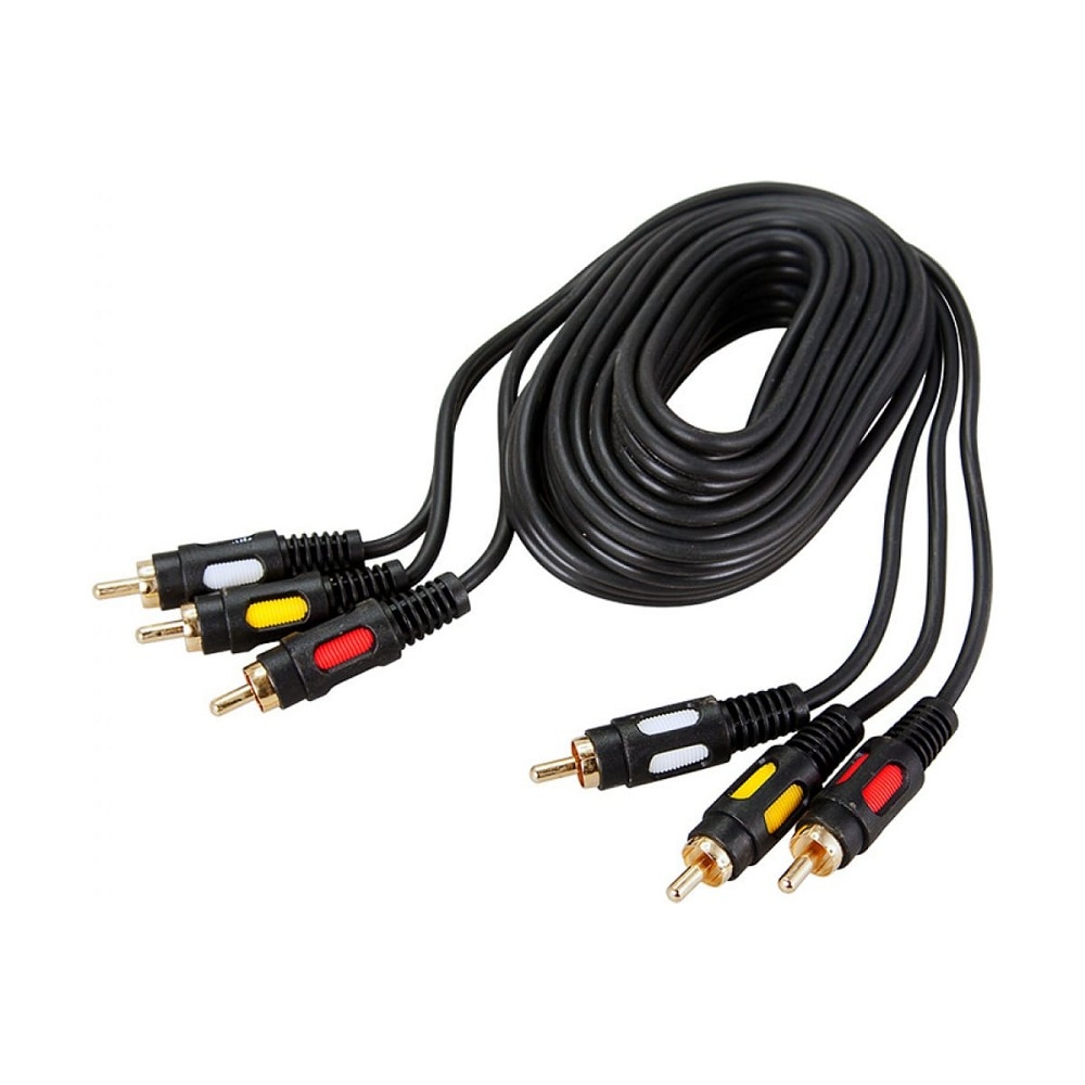 Rexant (17-0215) Шнур 3 RCA - 3 RCA, 5м, черный, Gold