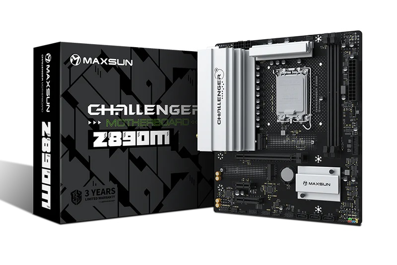 Материнская плата MAXSUN MS-Challenger Z890M, LGA1851, Z890, 2*DDR5, 3*SATA3, 2*M.2, USB 3.2, USB 2.0, Type-C, 1*PCIEx16, 1*PCIex4, 1*PCIex1, HDMI+DP, mATX