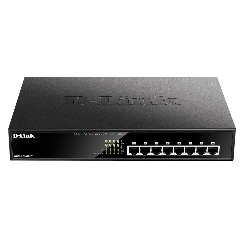 Коммутатор D-Link DGS-1008MP/B1A 8G 8PoE 125W неуправляемый