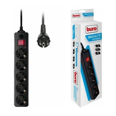 Сетевой фильтр Buro 500SH-5-B 5м (5 розеток) черный в Санкт-Петербурге