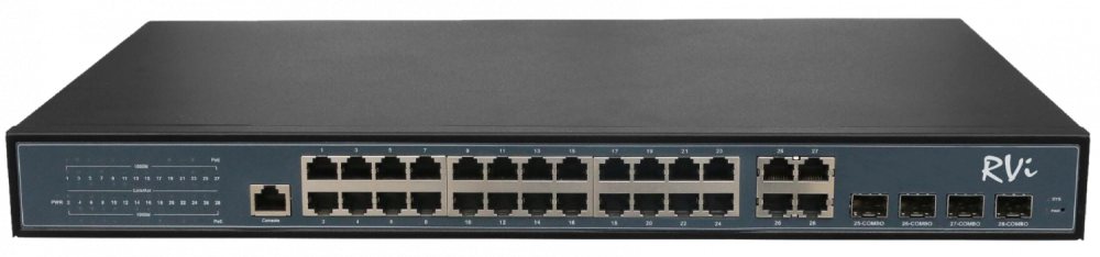 Коммутатор управляемый L2 32 порта RJ45/SFP 10 100 1000 Мб/с PoE 370Вт