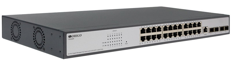Коммутатор ORIGO Managed L3 Switch 24x1000Base-T PoE, 4x10GBase-X SFP+, PoE Budget 370W, RJ45 Console, 19" w/brackets (OS3228P/370W/A1A)