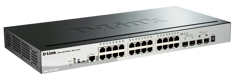 Коммутатор D-Link DGS-1510-28P/A1A 24G 2SFP 2SFP+ 24PoE 193W управляемый