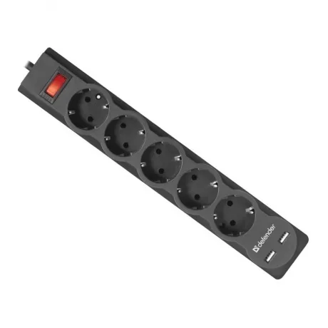 Сетевой фильтр Defender DFS 751 1,8 м 5 розеток 2xUSB 2.1A (99751) в Санкт-Петербурге