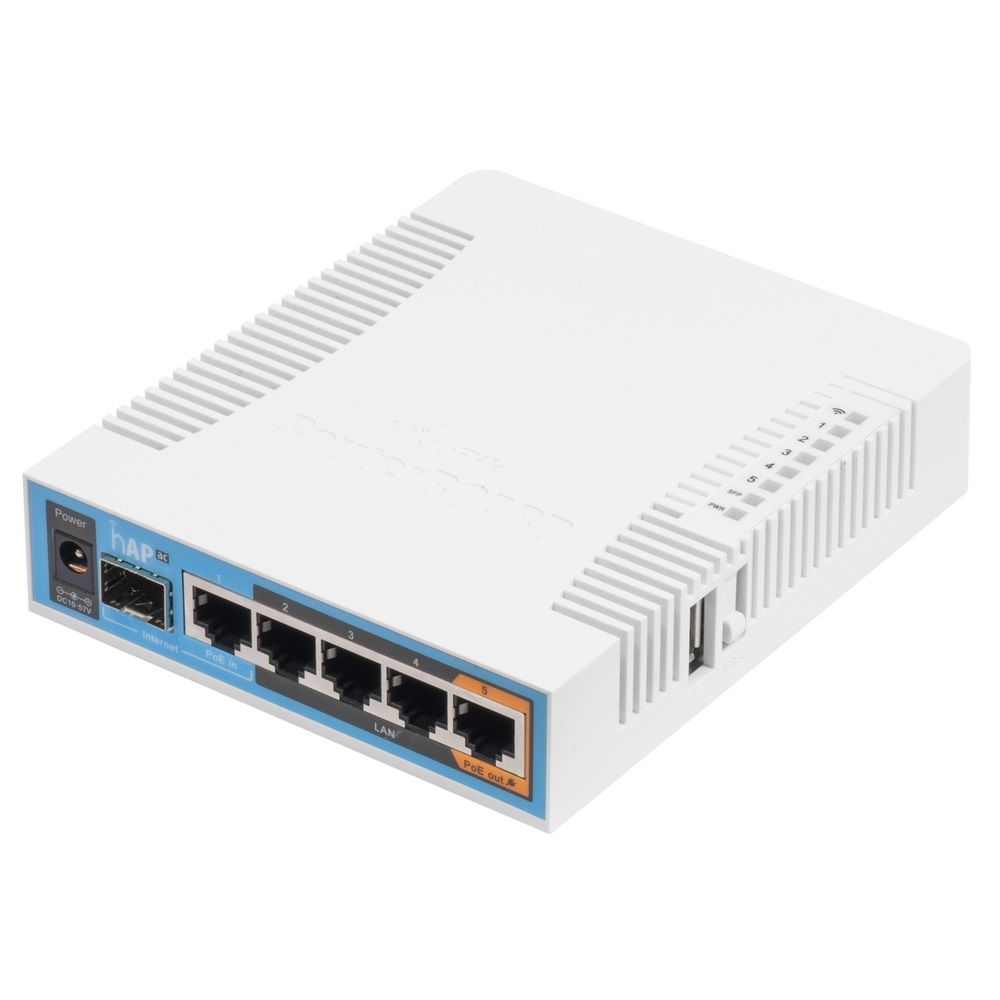 Роутер беспроводной MikroTik hAP ac (RB962UIGS-5HACT2HNT) AC1750 10/100/1000BASE-TX/SFP