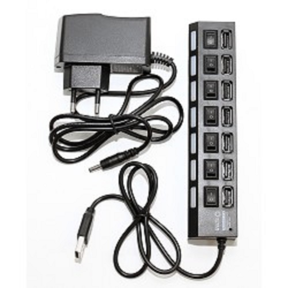 5bites HB27-203PBK Концентратор 7*USB2.0 / БП 5В-2А / 1M / BLACK