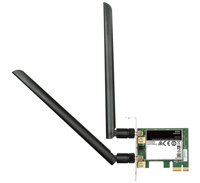 Сетевой адаптер WiFi D-Link DWA-582 PCI Express (ант.внеш.съем) 2ант.