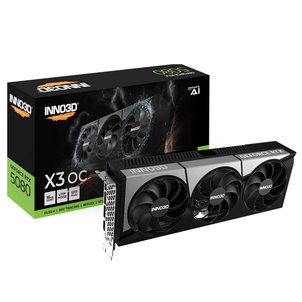 Видеокарта INNO3D RTX5080 ХЗ ОС 16GB GDDR7 256bit 3xDP HDMI 3FAN RTL