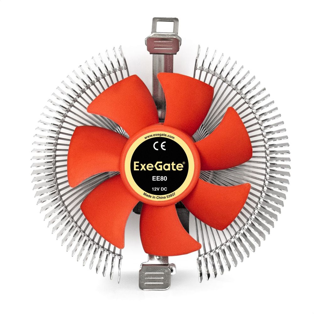 Кулер ExeGate EE80 (EX286144RUS) (Al, LGA775/1150/1151/1155/1156/1200/AM2/AM2+/AM3/AM3+/AM4/FM1/FM2/754/939/940, TDP 65W, Fan 80mm, 2000RPM, Hydro bearing, 3pin, 22db, 205г, с термопастой, на защелках, Retail color box)