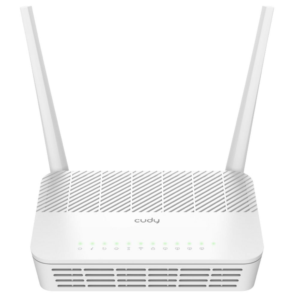 Маршрутизатор CUDY AX3000 Wi-Fi 6 VoIP GPON Router Dual Band Gigabit xPON Router, Realtek chipset, GPON/EPON, 2402Mbps at 5GHz + 576Mbps at 2.4GHz, 802.11ax/ac/a/b/g/n, 1 PON Port, 4 Gigabit RJ45 port, 1 RJ11 Port, Power ON/OFF Button,WPS Button,WiFi But