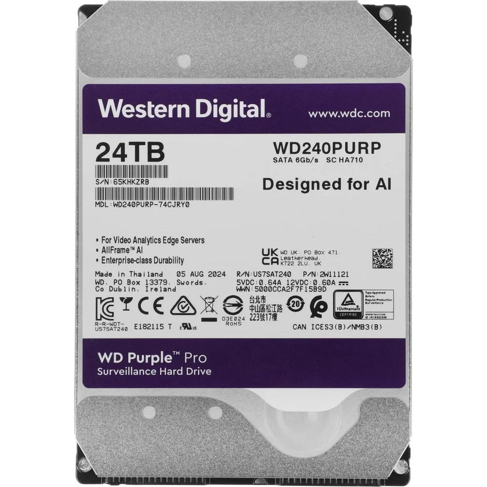 Жесткий диск Western Digital Purple Pro WD240PURP 24ТБ 3,5" 7200RPM 287MB (SATA III)