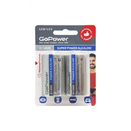 Батарейка GoPower LR20 D BL2 Alkaline 1.5V (2/12/96) блистер (2 шт.) в Санкт-Петербурге