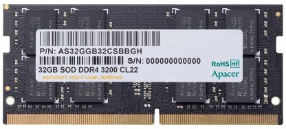 Оперативная память Apacer DDR4 32GB 3200MHz SO-DIMM (PC4-25600) CL22 1.2V (Retail) 2048*8 3 years (AS32GGB32CSBBGH/ES.32G21.PSI) (AS32GGB32CSBBGH)