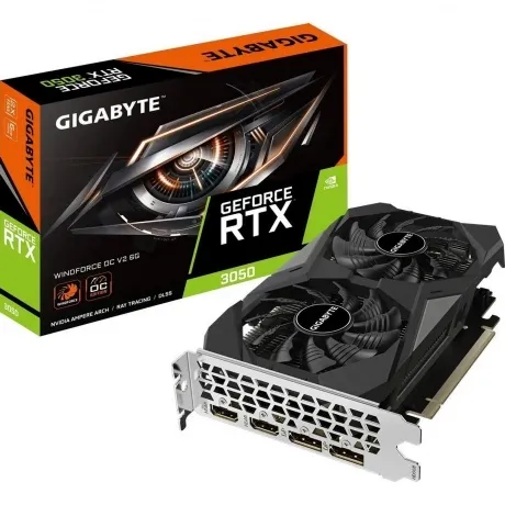 Видеокарта Gigabyte RTX3050 WINDFORCE OC V2 6GB GDDR6 96bit 2xDP 2xHDMI 2FAN RTL в Санкт-Петербурге