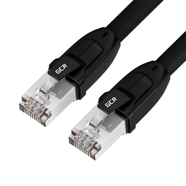 GCR Патч-корд LSZH PROF кат.8 ethernet 30.0m SFTP, RJ45, CU, 26 AWG, литой, прямой, черный, экранированные коннекторы (GCR-52354)
