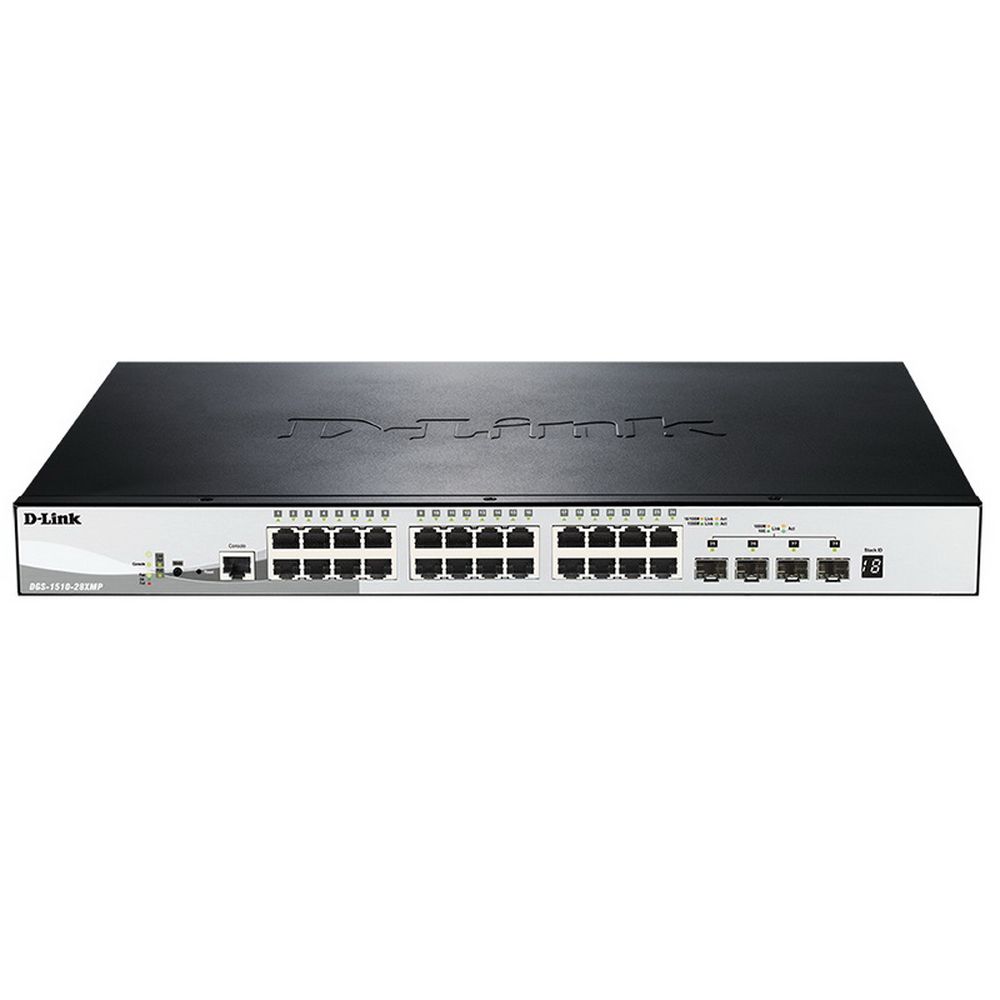 Коммутатор D-Link DGS-1510-28XMP/A1A 24G 24PoE+ 370W настраиваемый