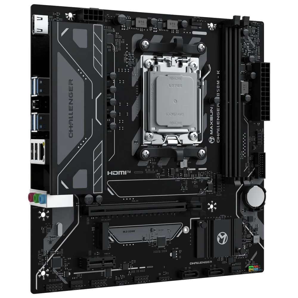 Материнская плата Maxsun MS-Challenger B850M-K B850, AM5, 2*DDR5, 1*PCIEx16, 1*PCIEx1, 1*M.2, 6*USB3.2Gen1, 4*USB2.0, 2*SATA3.0, 1G, HDMI, M-ATX, RTL
