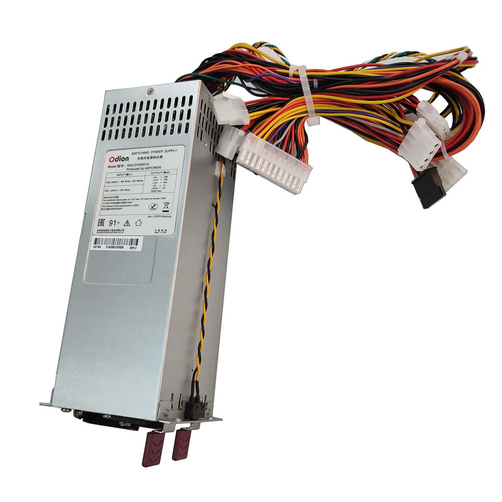 R2A-DV0550-N-H 2U Redundant 550W (ШВГ=77.5*84*225mm), 80+ Gold, Oper.temp 0C~50C, AC/DC Dual input, 2x U1A-D10800-DRB CRPS modules + PBD frame (ASPower) RTL {4}