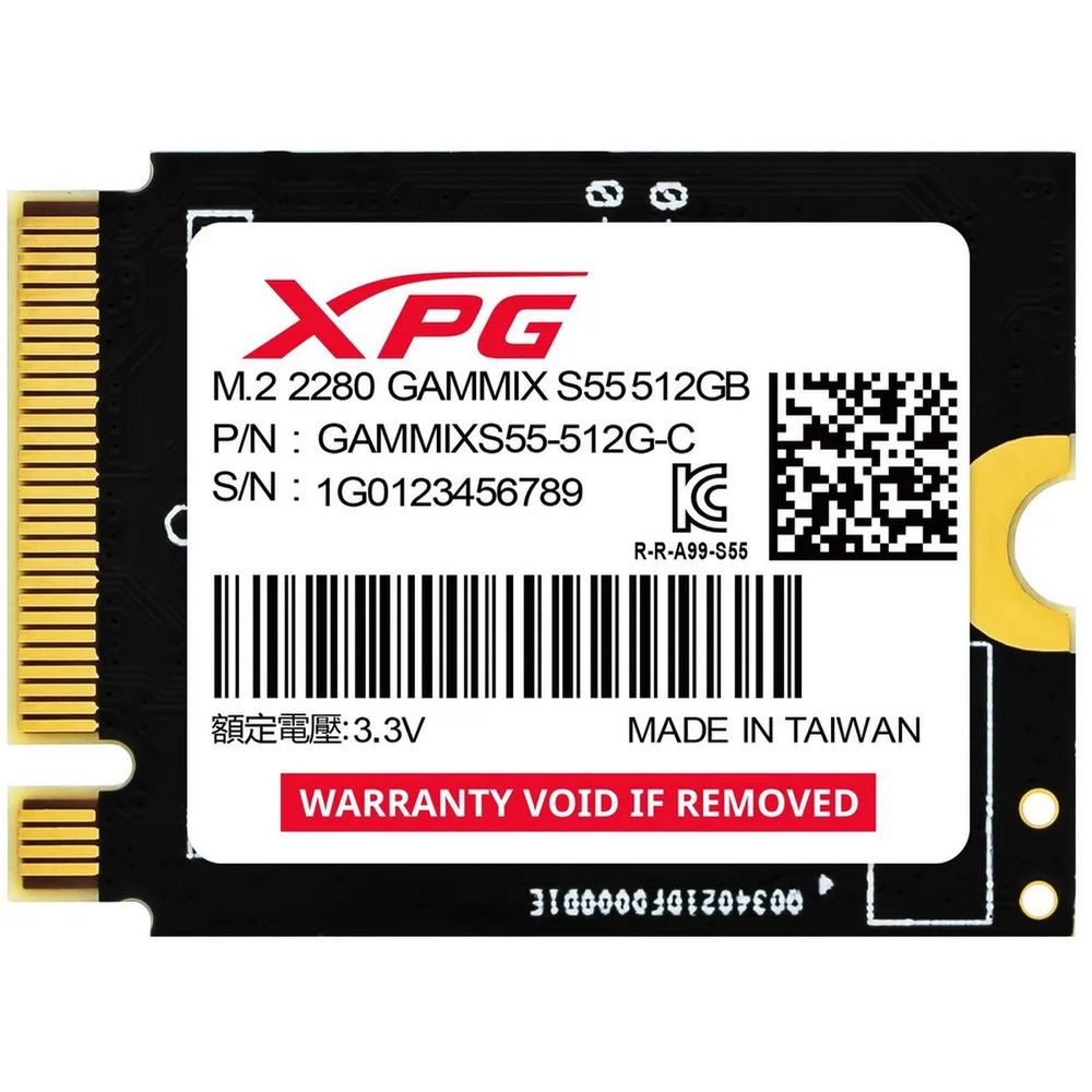 Твердотельный накопитель SSD ADATA M.2 2230 512GB XPG GAMMIX S55 PCIe Gen4x4 with NVMe 5000/3000, 3D ТLC NAND, 230TBW