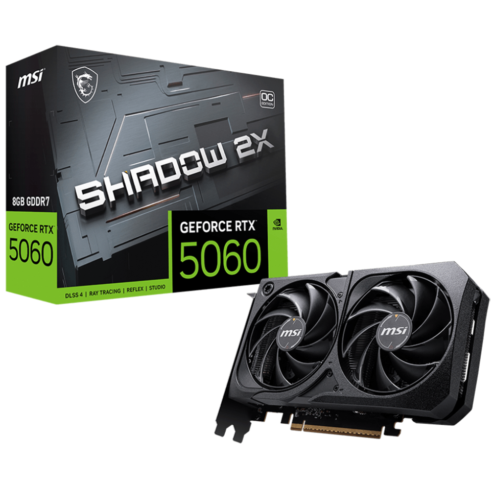 Видеокарта MSI PCI-E 5.0 RTX 5060 8G SHADOW 2X OC NVIDIA GeForce RTX 5060 8Gb 128bit GDDR7 2482/28000 HDMIx1 DPx3 HDCP Ret