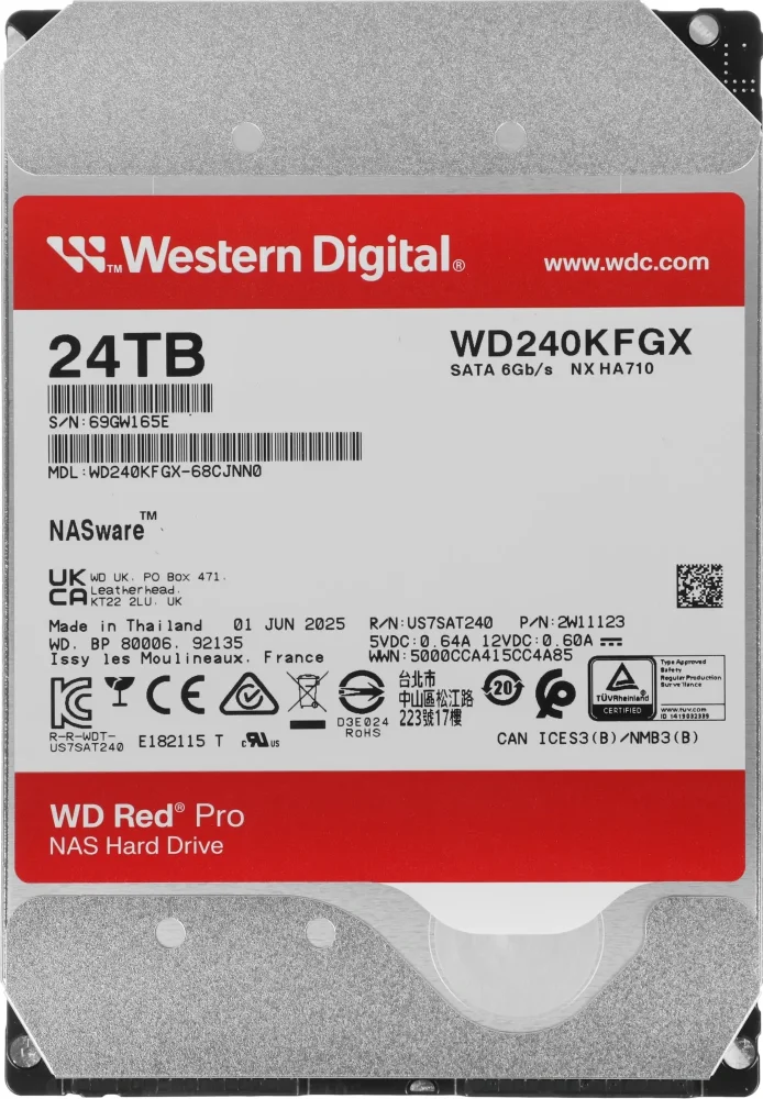 Жесткий диск WD SATA-III 24TB WD240KFGX NAS Red Pro в Санкт-Петербурге