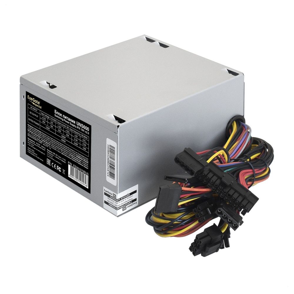 Блок питания 600W Exegate ES261570RUS Special UNS600, ATX, 12cm fan, 24p+4p, 6/8p PCI-E, 3*SATA, 2*IDE, FDD