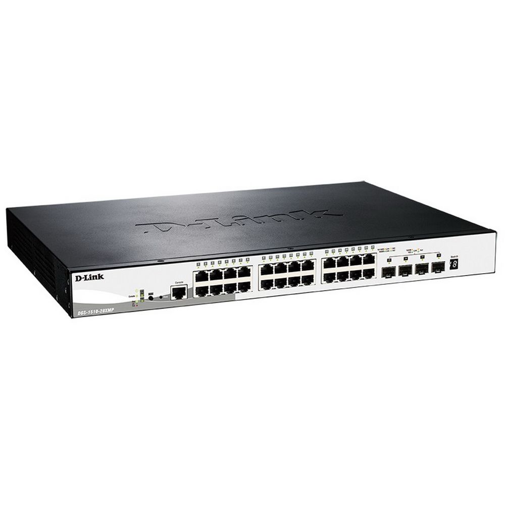Коммутатор D-Link DGS-1510-28XMP/A1A 24G 24PoE+ 370W настраиваемый