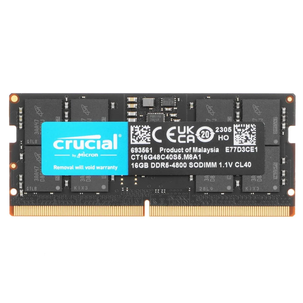 Оперативная память 16Gb SO-DIMM DDR5 Crucial (PC5-38400, 4800, CL40) 1.1V (CT16G48C40S5) retail в Санкт-Петербурге