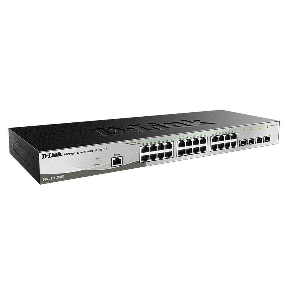Коммутатор D-Link DGS-1210-28/ME/B2A, L2 Managed Switch with 24 10/100/1000Base-T ports and 4 1000Base-X SFP ports.16K Mac address, 802.3x Flow Control, 4K of 802.1Q VLAN, 802.1p Priority Queu (DGS-1210-28/ME/B2A)