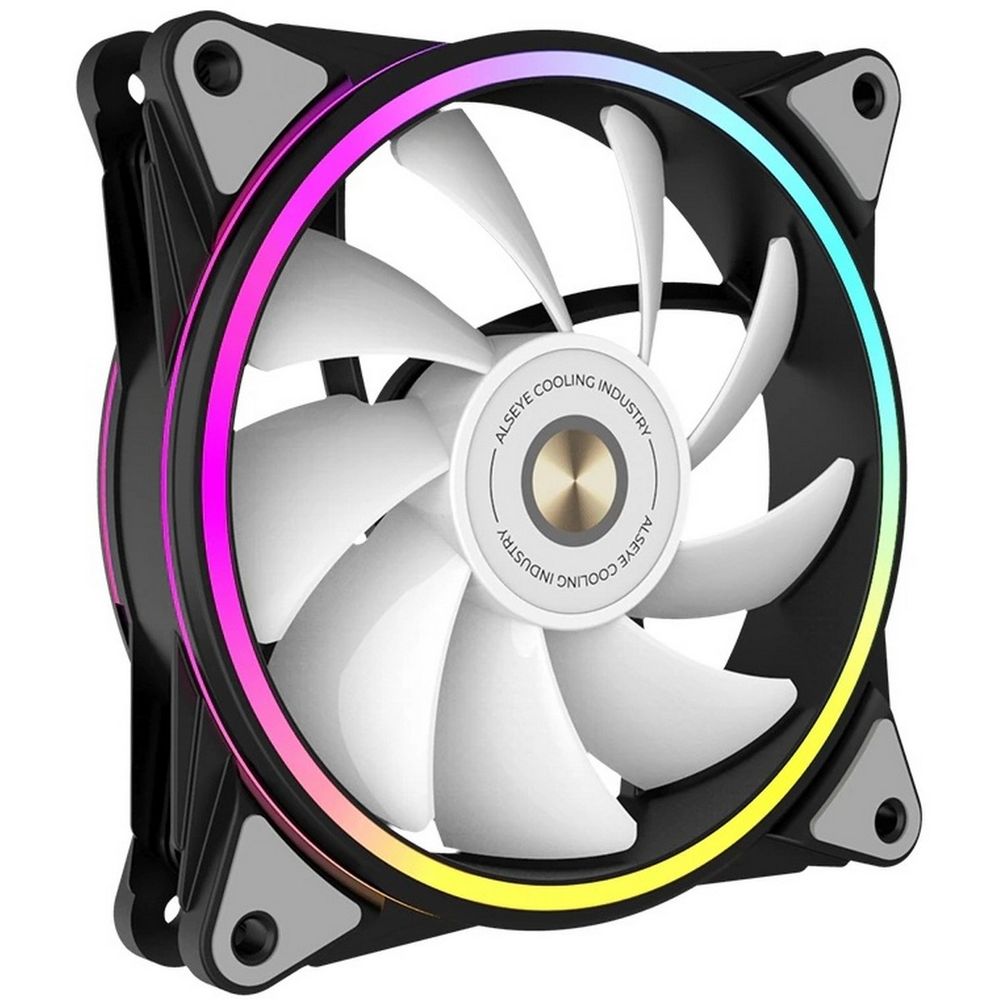 Вентилятор в корпус ALSEYE HALO PRO B-R (rubber screw) FAN 120mm, hydraulic, 800~2100rpm, max 51.87CFM, max 26dBA, ARGB. PWM, Black, RTL