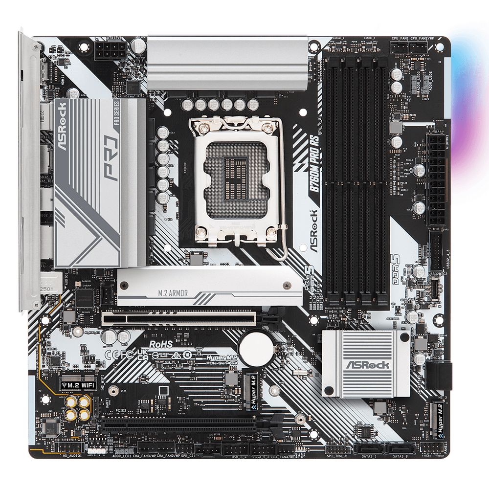 Материнская плата ASROCK B760M PRO RS, LGA1700, B660, 4*DDR5, DP+HDMI, 4xSATA3 6.0 (RAID), M.2 Socket, 4xUSB 3.2, 2xUSB 2.0, mATX; 90-MXBLH0-A0UAYZ (B760M PRO RS)
