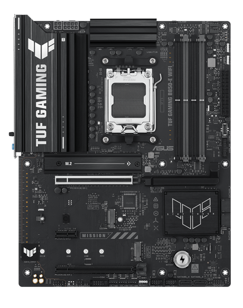 Материнская плата Asus TUF GAMING B850M-E WIFI SocketAM5 AMD B850 4xDDR5 mATX AC`97 8ch(7.1) 2.5Gg RAID+HDMI+DP